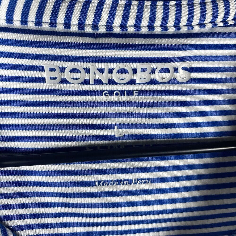 BONOBOS Mens Golf Polo LARGE Standard Fit Stretch Short Sleeve Shirt Striped - Picture 2 of 7